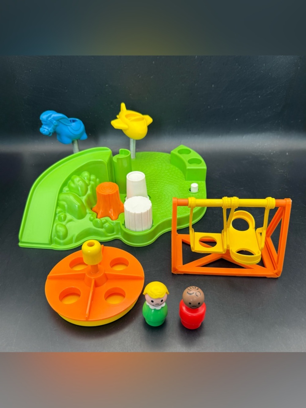 VTG 1986 Fisher Price Little People Playground, Swings, Merry Go Round - #2525